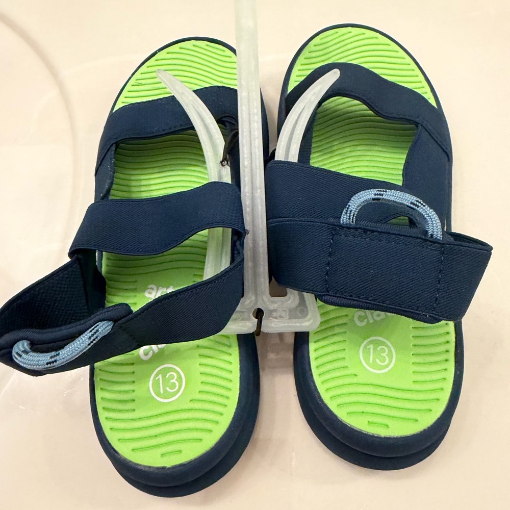 Art Class Navy and Lime Kids Sandals